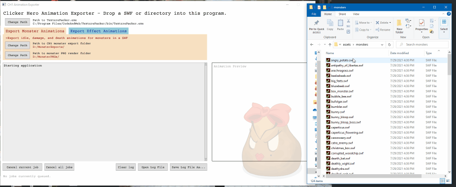 An animation export tool converting Flash vector animations into spritesheets for the Unity editor.