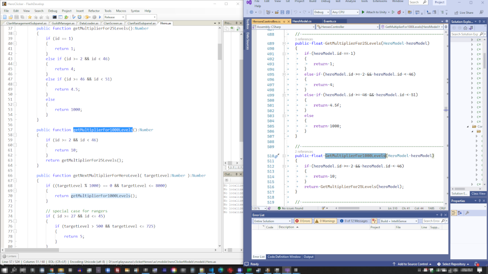 Showing the similarities and differences between ActionScript 3 and C# code.