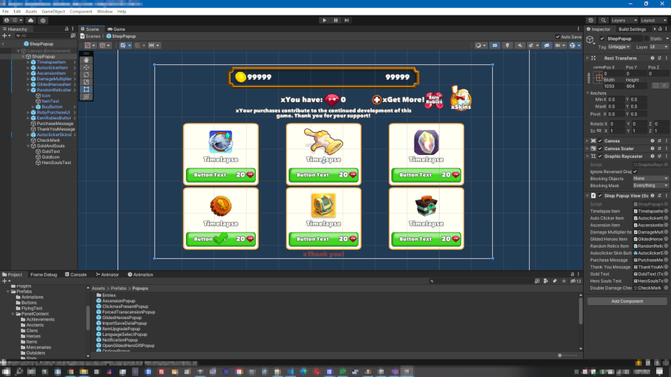 Recreating the original Flash UI in the Unity editor.